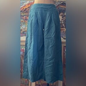Athleta teal linen crop pants size 12